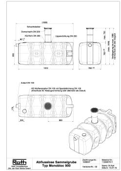 Preview: Roth Sammelgrube Monobloc 900L inklusive Schacht DN200 und DIBT Zulassung