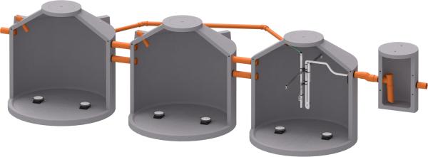 Kleinkläranlage aus Beton für 26 - 40 Personen lieferbar in PLZ 0-19 / 98-99