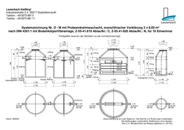 Stromlose Kleinkläranlage aus Beton 10 EW (Bodenkörperfilteranlage )