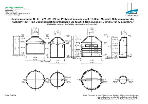 Stromlose Kleinkläranlage aus Beton 12 EW (Bodenkörperfilteranlage )