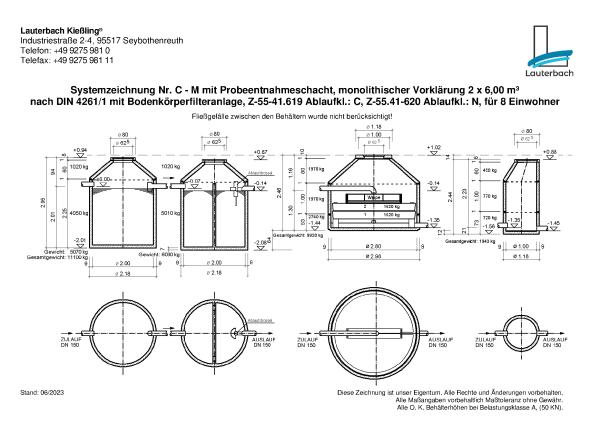 Stromlose Kleinkläranlage aus Beton 8 EW (Bodenkörperfilteranlage )